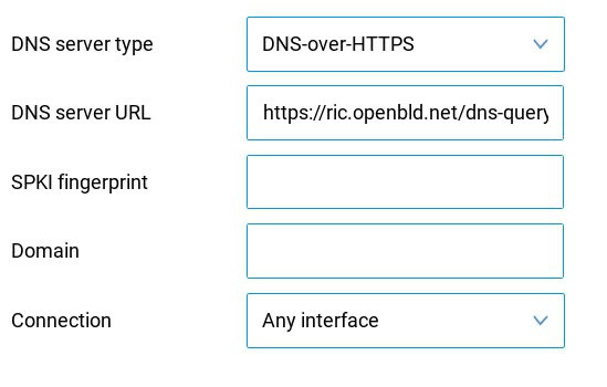 Setup OpenBLD.net on Keenetic DoH DNS settings