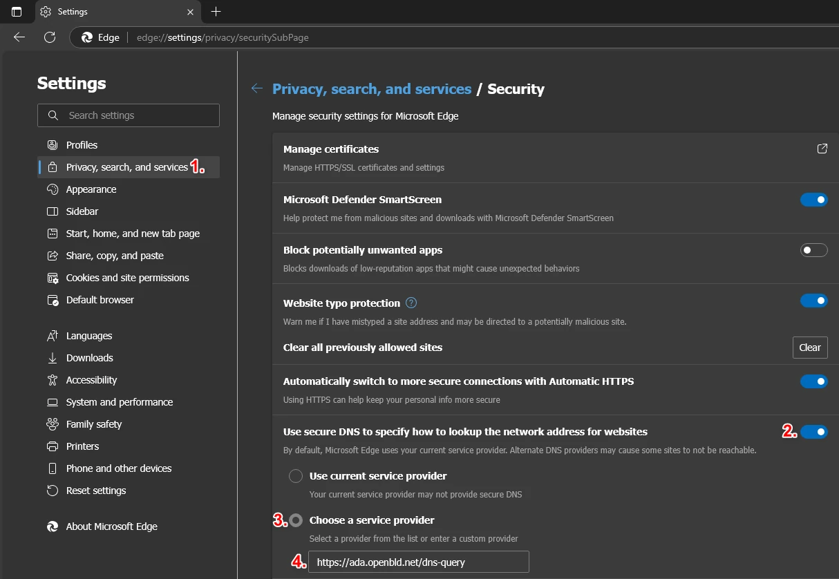 Setup OpenBLD.net - Microsoft Edge